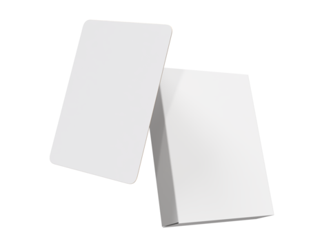3D Playing cards with box mockup. Blank trading card, cards of poker hand, bet, casino, gambling, board games, game cards, player or greeting card, invitation, credit card and business card isolated