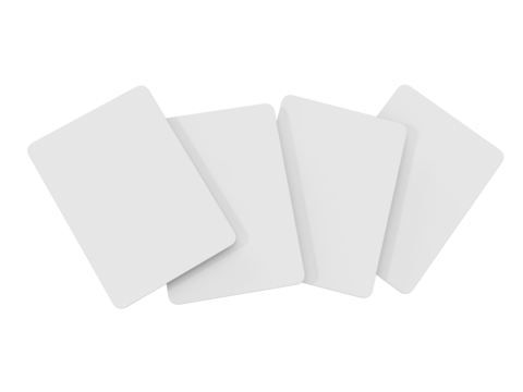 3D Playing cards mockup. Blank realistic trading card, cards of poker hand, bet, casino, gambling, board games, game cards, player or greeting card, invitation, credit card and business card isolated