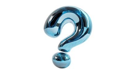 Blue Glass Question Mark Enigma Concept 3D Render