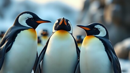 Group of Emperor Penguins in Natural Habitat