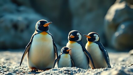 Group of Emperor Penguins in Natural Habitat