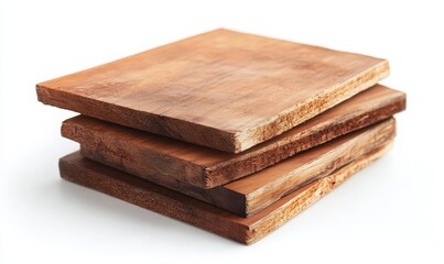 Obraz premium Stack of Rustic Wooden Planks on White Background for Craft and Construction Projects