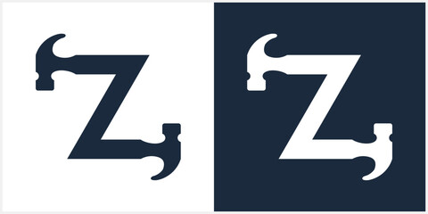 Z Letter hammer  logo construction vector Alphabet template illustration