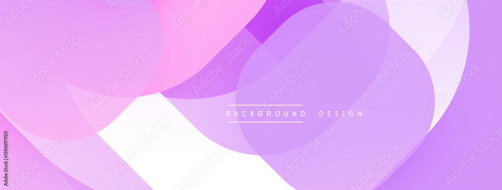 Poster Abstract background. Overlapping circles, purple, pink, white hues create soft gradient. Minimalist design, clean aesthetic. Text BACKGROUND DESIGN centered.