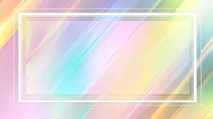 iridescent background with soft holographic colors framed by a crisp white outline, offering space for text on invitations, greeting cards, and banners.