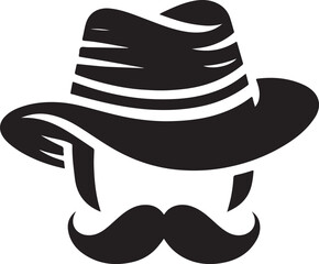 cowboy hat and mustache silhouette vector