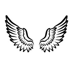 Elegant black and white wings illustration, symbolizing freedom and flight, suitable for various designs