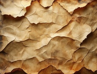 Creased Crumpled Brown Beige Paper Texture Background Vintage Collage Grunge Ripped Torn