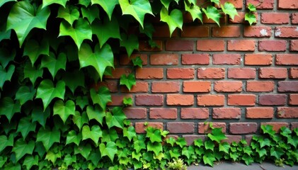 Green ivy wraps around weathered brick, blending into surroundings, foliage, brick