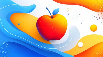 Colorful abstract background with apple and flowing shapes