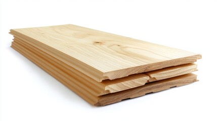 Stack of Wooden Planks on White Background for Construction and Carpentry Projects - Perfect for DIY, Home Improvement, and Professional Use in Various Building Applications