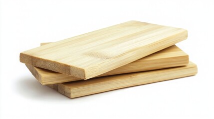 Stack of Wooden Planks on White Background for Construction or Crafting Projects