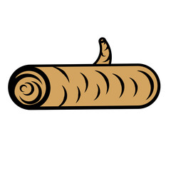 Cartoon-style illustration of a log with a small branch, set against a plain background, ideal for nature themes