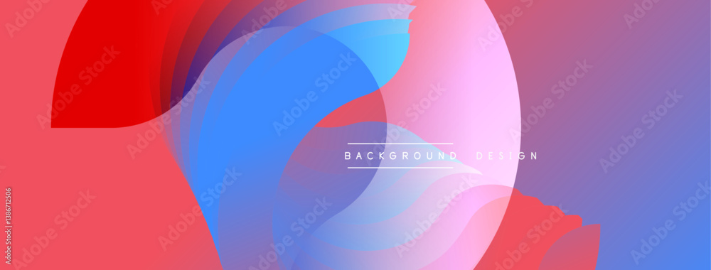 Poster Abstract vibrant design. Overlapping translucent shapes create dynamic composition. Gradient colors blend smoothly. Modern aesthetic, perfect for backgrounds.