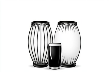 A black-and-white minimalist depiction of a steelpan drum, symbolizing Trinidad music culture