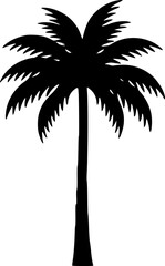 Obraz premium Minimal palm tree silhouette on clean background, perfect for tropical themes, summer designs, nature icons, vacation concepts, beach vibes, and minimalist decorative illustrations