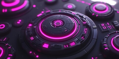 Futuristic Control Panel Closeup