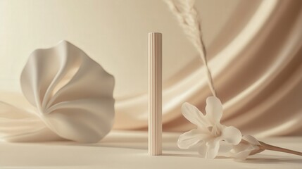luxury air freshener stick placed delicately beside an elegantly designed advertisement.