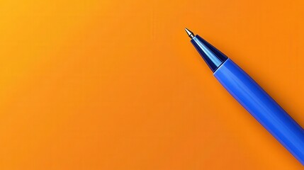 blue pen against an orange background, featuring plenty of space for text.