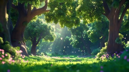 3D cartoon forest wallpaper