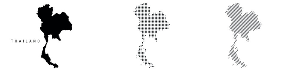 Fototapeta premium Thailand silhouette map and two patterns of dots and slanted lines. Flat vector illustration isolated on white