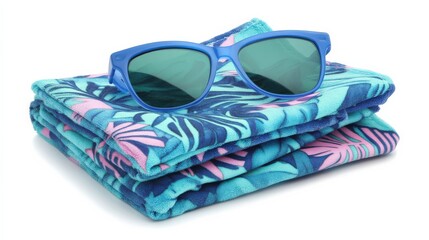 Colorful Beach Towel with Stylish Sunglasses for Summer Vibes