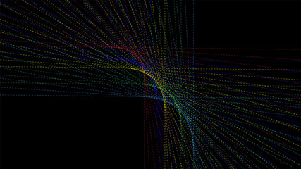 Abstract colorful lines laser light on dark background.