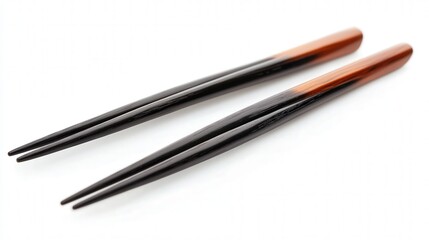 sushi chopsticks positioned neatly on a white backdrop, symbolizing purity and tradition in Japanese culture.
