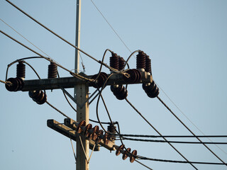 Electric poles and high-voltage signaling equipment