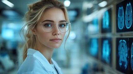 female doctor exploring brainwave-controlled prosthetics, neuroscientific advancements in rehabilitation