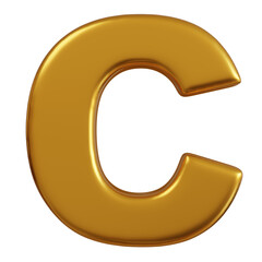 3D Golden Letter C Illustration.