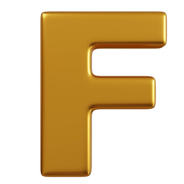 3D Golden Letter F Illustration.