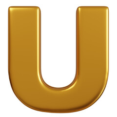 3D Golden Letter U Illustration. © tongman