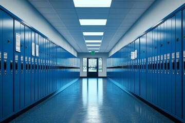 Detailed illustration showcasing the layout of school lockers in a hallway.