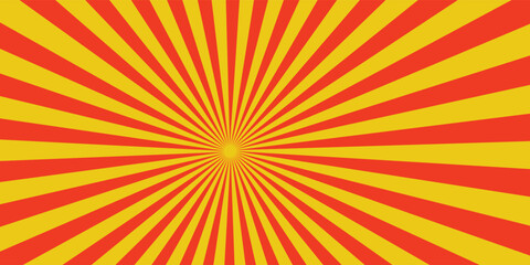 Yellow sun abstract, rays shine from a bright center.