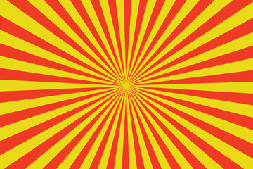 Yellow sun abstract, rays shine from a bright center.