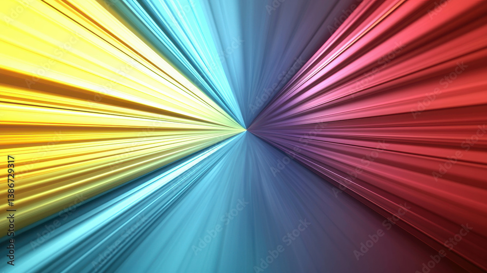 Wall mural abstract colorful burst of light rays in dynamic perspective view for creative backgrounds