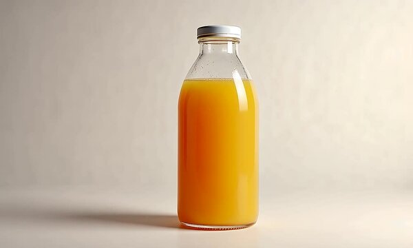 Refreshing Orange Juice in Glass Bottle