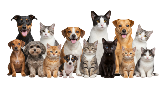 Cartoon Dogs and Cats Group