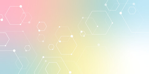 Science network pattern colorful Hexagonal abstract background. Data Visualization structure elements . Health care and science medical pattern innovation. Template design with concept Dots and lines.