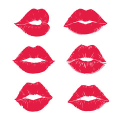 Lip Print Vector Set illustration