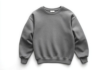Fototapeta premium Stylish Plain Gray Sweatshirt on a Crisp White Background Perfect for Fashion Catalogs and Online Retail Displays.