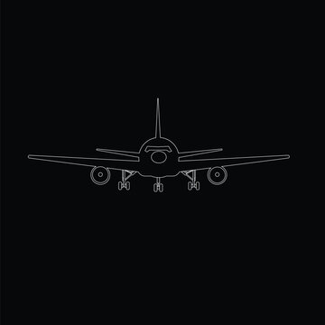 A clean and modern line art illustration of an airplane. Perfect for travel-themed designs, aviation infographics, or minimalistic graphic needs. Includes continuous line drawing