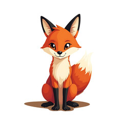 Obraz premium Cute Fox Sitting with Transparent Background and Palm Tree Shadow