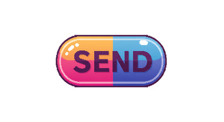 Pixelated Send Button Icon with Retro Gaming Style Design