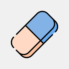 Icon eraser. School and education elements. Icons in filled line style. Good for prints, posters, logo, advertisement, infographics, etc.