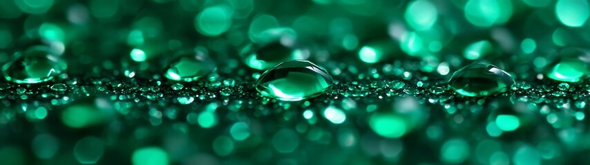Emerald Water Droplets Close Up