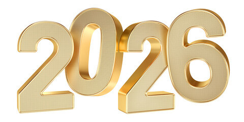 2026 golden symbol new year isolated metallic gold colored as luxury numbers