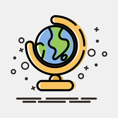 Icon globe. School and education elements. Icons in MBE style. Good for prints, posters, logo, advertisement, infographics, etc.