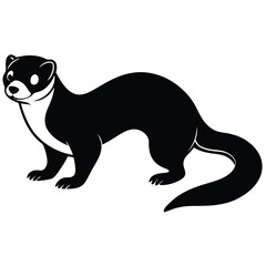 Adobe Illustrator AFerret animal vector set, Ferret silhouette, Ferret Bundle, Weasel silhouette, isolated on white -vector illustrationrtwork